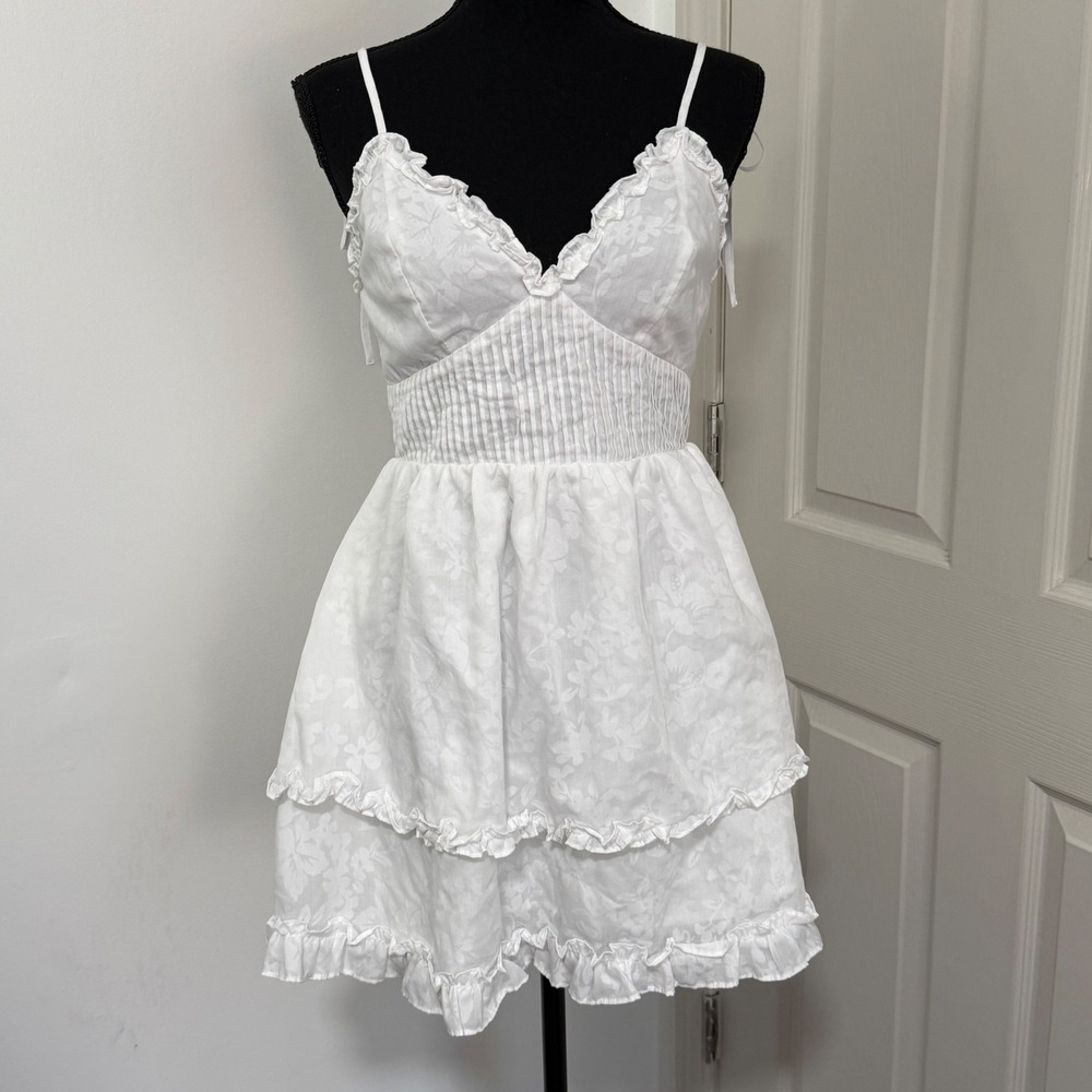 Lulus Mini Dress Womens Small White Fit Flare Coquette‎ Cottagecore Graduation
